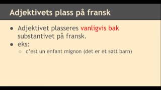 Adjektivets plassering på fransk [upl. by Chrisse577]