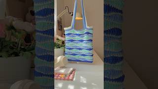 Crochet Tote Bag💙🌊 crochet crochetbag howtocrochet [upl. by Cirtemed900]