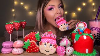 ASMR STRAWBERRY SHORTCAKE CHOCOLATE COVERED STRAWBERRIES MOCHI ICE CREAM BUBBLE TEA MUKBANG [upl. by Suzanne]