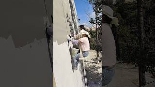 Exterior wall decoration putty construction process [upl. by Norrehc]