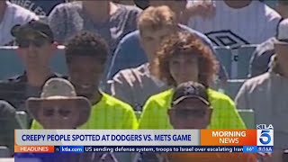 Creepy figures spotted behind home plate at Dodger Stadium [upl. by Shantha]