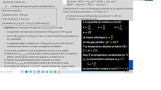 exercice de chimie 1bac sx sm quantité de matière et concentration molaire et concentration massique [upl. by Yesnek]