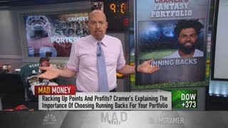 Jim Cramer picks running backs wide receivers in his annual fantasy portfolio draft [upl. by Mcwherter829]