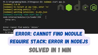 Error Cannot find module  nodejs error solved [upl. by Nicko]