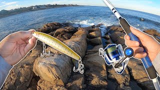 Striped Bass Fishing from the Rocks Rockport Massachusetts [upl. by Sacttler]