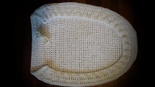 Tutorial WC Bezug  Toilettendeckelbezug häkeln Crochet toilet lid cover Rechtshänder handmade [upl. by Haon340]