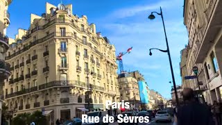 Paris city walks Rue de Sèvres Paris France 4K [upl. by Hussar]