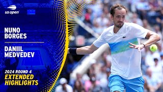 Nuno Borges vs Daniil Medvedev Extended Highlights  2024 US Open Round 4 [upl. by Kaela348]