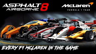 Asphalt 8 Full McLaren F1style Showcase Every Car ingame [upl. by Alikahs]