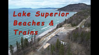 Lake Superior Beaches and Trains CPKC Railway at Marathon Ontario Canada [upl. by Odnanreh721]