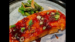 Easy Spicy Salmon With Garlic Asparagus  Straight To Table Recipe [upl. by Nnylyram]