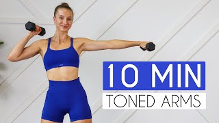 10 MIN TONED ARMS WORKOUT At Home Minimal Equipment [upl. by Hube]