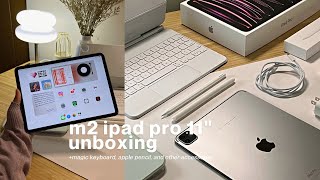 m2 ipad pro 11quot unboxing 512GB space grey 💌 magic keyboard apple pencil 2 minimalist homescreen [upl. by Nitsyrk]