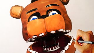 How to draw Freddy Fazbear jumpscare from Five Nights at Freddys FNaF drawing lesson [upl. by Eliath]