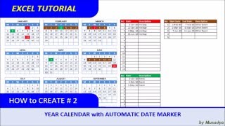 How to Create Excel Calendar for Specific Year with Automatic Date Marker [upl. by Branham]