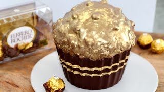 Giant Ferrero Cupcake Huge Ferrero Rocher Cupcake Recipe  My Cupcake Addiction [upl. by Danielle]