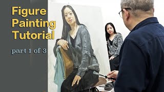 【 Hongzhou He 】Figure oil painting tutorial Part 1  of 3 [upl. by Aisilef]