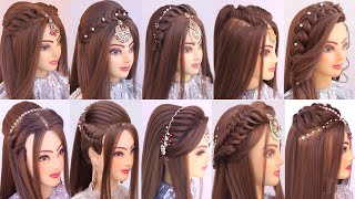 10 super Elegant open hairstyle for Diwali l bridal hairstyles kashees l engagement look [upl. by Randi]