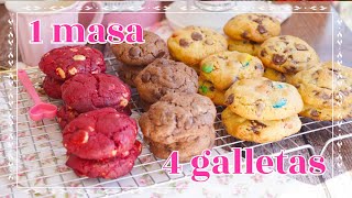 RECETA INCREÍBLE 😍 1 MASA 4 SABORES DE GALLETAS DELICIOSAS 🍪  AnnasPasteleria [upl. by Mailliwnhoj705]