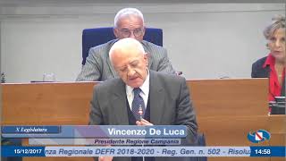 De Luca  Consiglio Regionale seduta del 15 dicembre 2017 [upl. by Avruch]