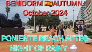 30 MINUTES OF BENIDORM 🇪🇸 PONIENTE BEACH WALK 🌩 OCTOBER 2024  4KHDR Autumn Walking Tour beach [upl. by Ykciv977]