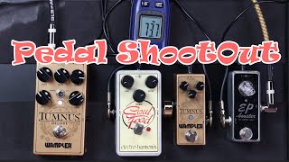 PEDAL SHOOTOUT Original Wampler Tumnus vs Tumnus deluxe vs Soul Food vs EP Booster [upl. by Henriha]