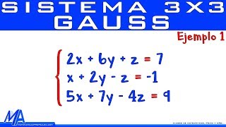 Solución de un sistema de 3x3 método de Gauss  Ejemplo 1 [upl. by Bomke]