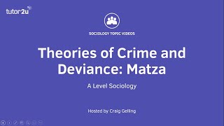 Theories of Crime amp Deviance  Matza  A Level Sociology [upl. by Pilif]