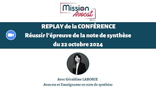 CRFPA 2025  Conférence réussir l’épreuve de la note de synthèse [upl. by Anom]