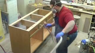 Building Custom Oak Cabinets Episode 9Spraying Vinyl Sealer  120 [upl. by Nnayelhsa]