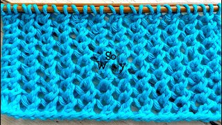 Tworow repeat Mesh knitting stitch pattern super easy  So Woolly [upl. by Nacim]