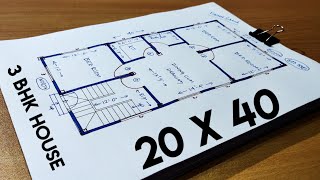 20 x 40 house plan II 800 sqft house plan II 20 X 40 GHAR KA NAKSHA [upl. by Hill]