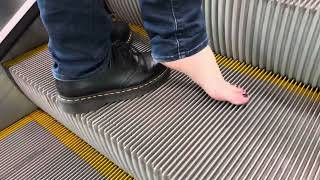 Shoe and sock removal on the escalator [upl. by Masry]