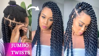 🔥How To DIY JUMBO TWIST RUBBER BAND METHOD  Beginner Friendly  Protective Style  Tupo1 [upl. by Olenta664]