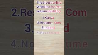 BEST 5 ONLINE WEBSITES FOR RESUME BUILDING  FREE RESUME BUILDER  BEST WEBSITES [upl. by Anilec422]