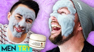 Men Try Carbonated Bubble Clay Mask [upl. by Mathews]