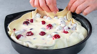 Griottes surgelées et pâte feuilletée pour une tarte de la pâtisserie française [upl. by Dnomyar770]