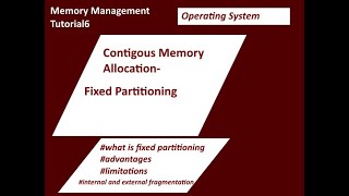 Contigous Memory AllocationFixed Partitioning Tutorial6 [upl. by Rana]