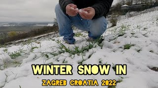 first day winter snow in Zagreb Croatia filipinoincroatia europe ofweurope [upl. by Sirrot]