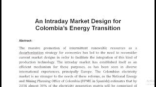 An Intraday Market Design for Colombia’s Energy Transition [upl. by Lirpa843]