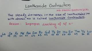 Lanthanide ContractionMrPappu Bhowmick [upl. by Longo]