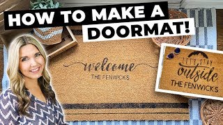 How to Make a Doormat with a Cricut ⭐ DIY Floor mat [upl. by Hairacaz]