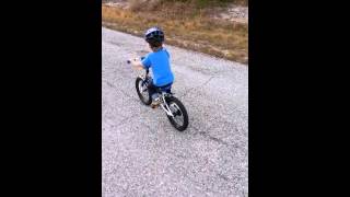 3 year old riding bike without training wheels  Trek Jet 16 [upl. by Emlynne]