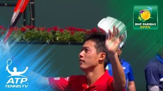 Kei Nishikori wins fourth round match against Donald Young  Indian Wells 2017 Day 7 [upl. by Rico]