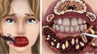 ASMR remove parasite form lip and treatment ll [upl. by Rases]