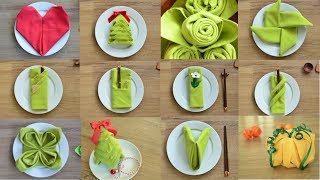 12 Fancy Napkin Folds  Easy Napkin Folding Tutorials  Year in Review  Episode 13 [upl. by Schram4]