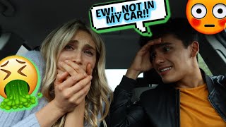 I GOT FOOD POISONING amp THREW UP IN HIS CAR PRANK he hates me [upl. by Ecad881]