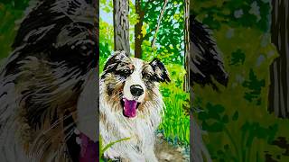 Dog painting timelapse in 30 Seconds 🐾🎨 [upl. by Eimas]