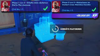 Hinterlasse im Verlauf eines Matches Vorräte amp Erhalte dein nächstes Ziel in The Joneses Fortnite [upl. by Granthem]