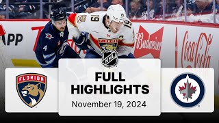 NHL Highlights  Panthers vs Jets  November 19 2024 [upl. by Pavlov]